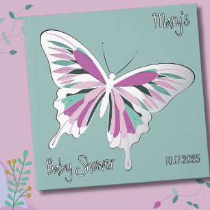 Livre D'or Palette Douce Papillon Baby Shower Argenté Feuille
