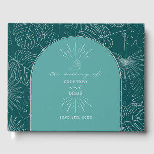 Livre D'or Palm Feuille Seashell Plage Turquoise Mariage