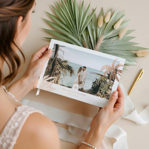 Livre D'or Palmiers tropicaux Mariage élégant Monogramme phot
