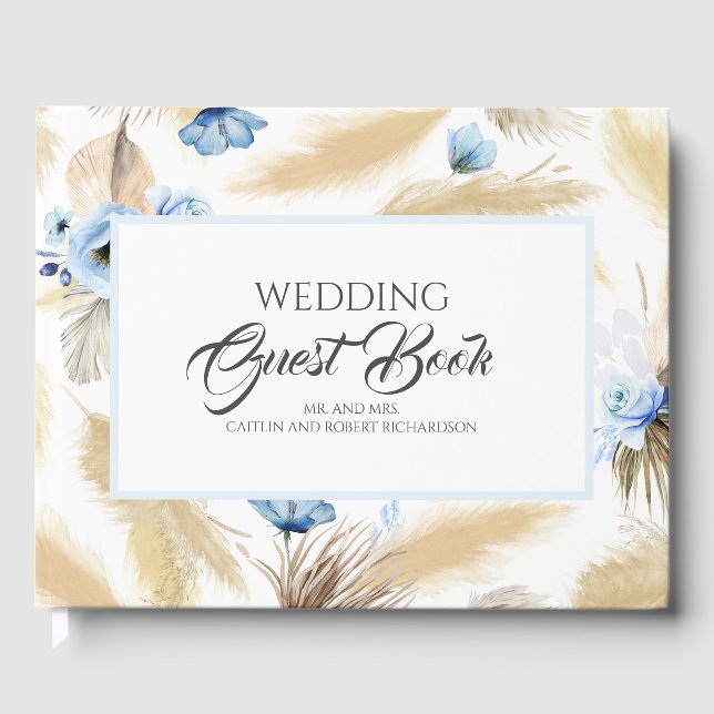 Livre D'or Pampas Grass Dusty Blue Floral Mariage (Recto)