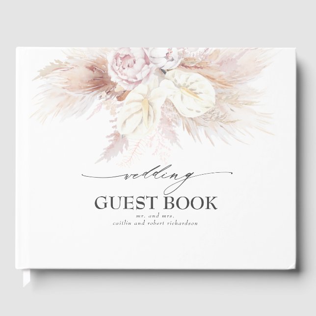 Livre D'or Pampas Grass et Anthuriums blancs Mariage (Recto)