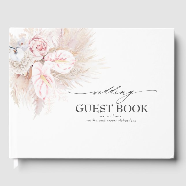 Livre D'or Pampas Grass et Anthuriums rose Mariage (Recto)