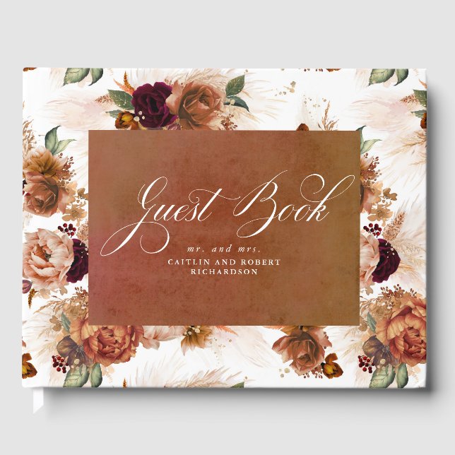 Livre D'or Pampas Grass Terracotta Boho Mariage Floral (Recto)