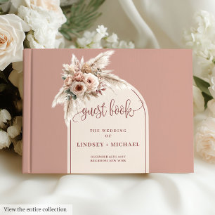 Livre D'or Pampas rose poussiéreux intemporel Roses Boho Arch
