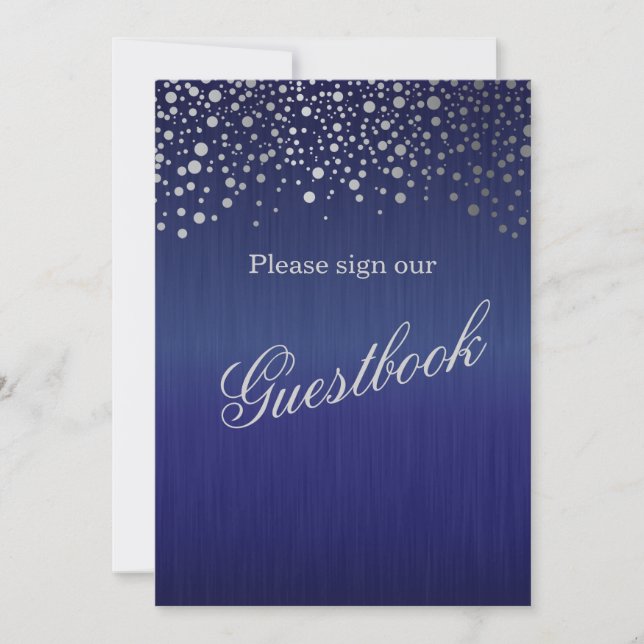 Livre d'or pancarte de mariage - Bleu foncé (Devant)