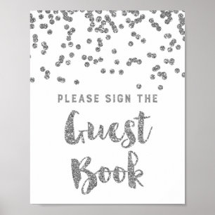 Livre d'or pancarte de mariage confettis argentés