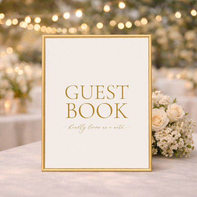 Livre d'or panneau de mariage – Calligraphie dorée (Créateur téléchargé)