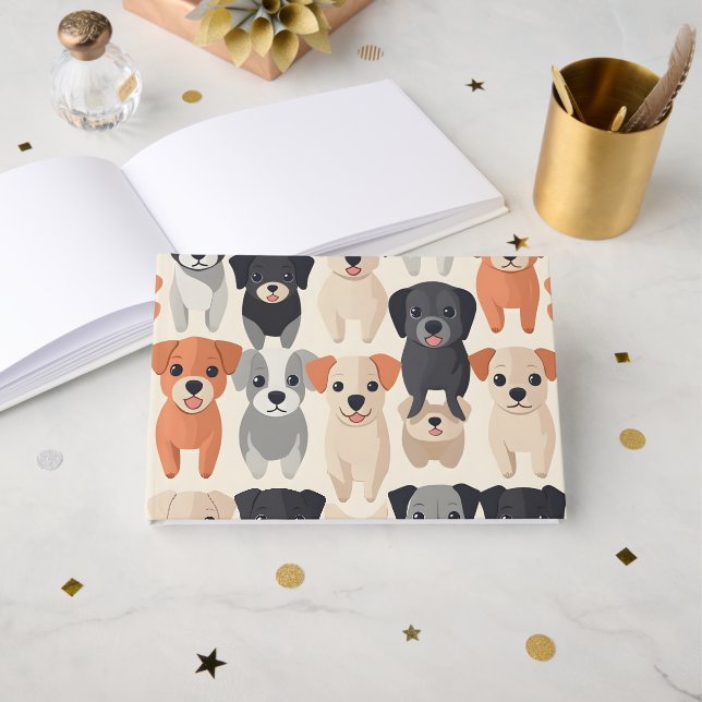 Livre D'or Papier à motif de chiens mignons (Recto ouvert)
