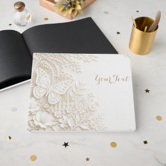 Livre D'or Papier découpé élégant papillon avec cadre floral