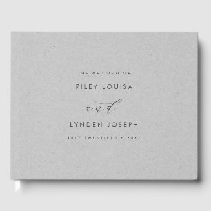 Livre D'or Papier gris texturé moderne Mariage élégant