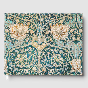 Livre D'or Papier peint floral Morris Teal Blue Honeysuckle