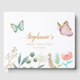 Livre D'or Papillon dans le Baby shower de jardin fleuri