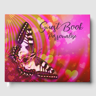 Livre D'or Papillon Élégant Romantique & Cœurs Personnalisé