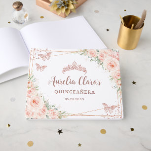 Livre D'or Papillon or Rose rose pâle Quinceanera