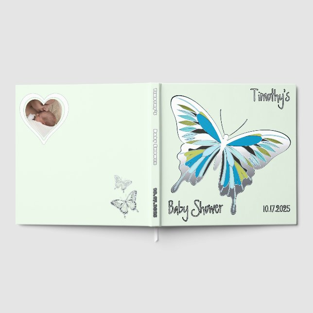 Livre D'or Papillon Palette sucrée Baby shower feuille argent (Complet)