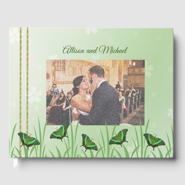 Livre D'or Papillon vert sur vert clair - mariage (Recto)