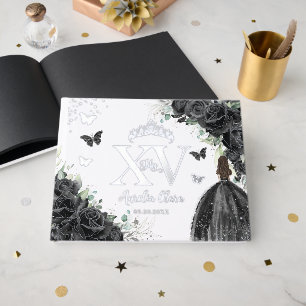 Livre D'or Papillons de la robe Rose noire Silver Quinceañera