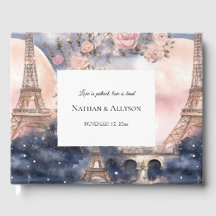 Livre D'or Paris romantique bleu rose blanc floral mariage