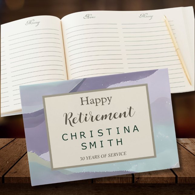 Livre D'or Partie de retrait de l'aquarelle Abstraite contemp (Abstract Contemporary Watercolor Retirement Party Guest Book)