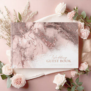 Livre D'or Parties scintillant en marbre Mariage Rose Gold ID