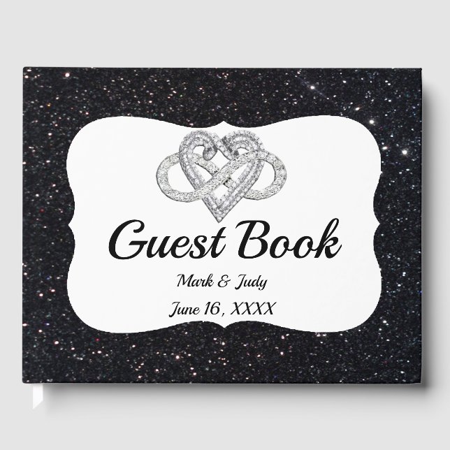 Livre D'or Parties scintillant noire Infinity Heart Guestbook (Recto)