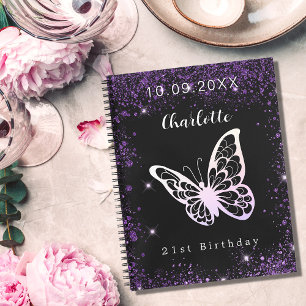 Livre d'or parties scintillant violet noir papillo