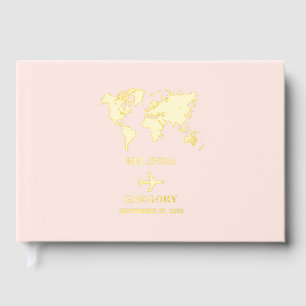 Livre D'or Passeport Mariage de Destination Monde Rose Pâle D
