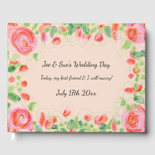 Livre D'or Pastel Avec Floral (Recto)