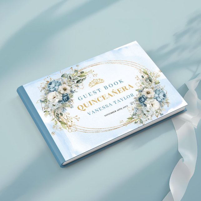 Livre D'or Pastel Blue Gold Boho Princess Guest Book Quince (Pastel Blue Gold Boho Princess Guest Book Quince)
