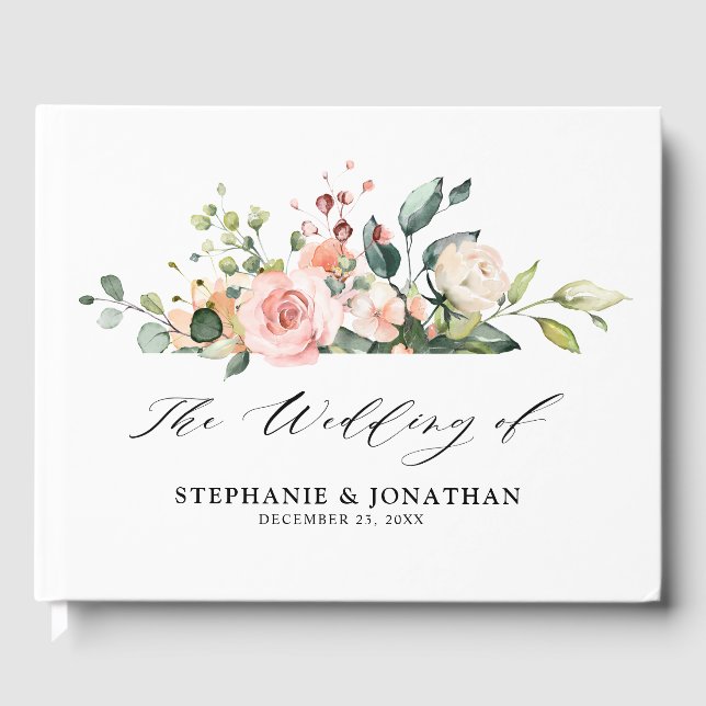 Livre D'or Pastel Blush Ivory rose Mariage botanique floral (Recto)
