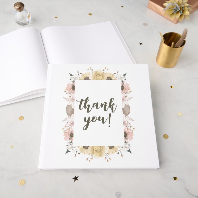 Livre D'or Pastel Color Floral Mariage (Recto ouvert)