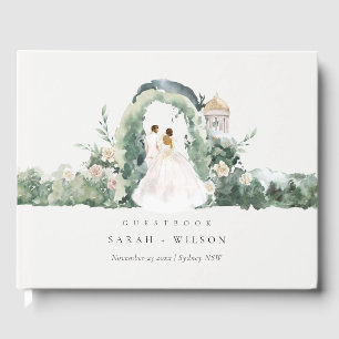 Livre D'or Pastel Couple Floral Garden Arch Mariage botanique
