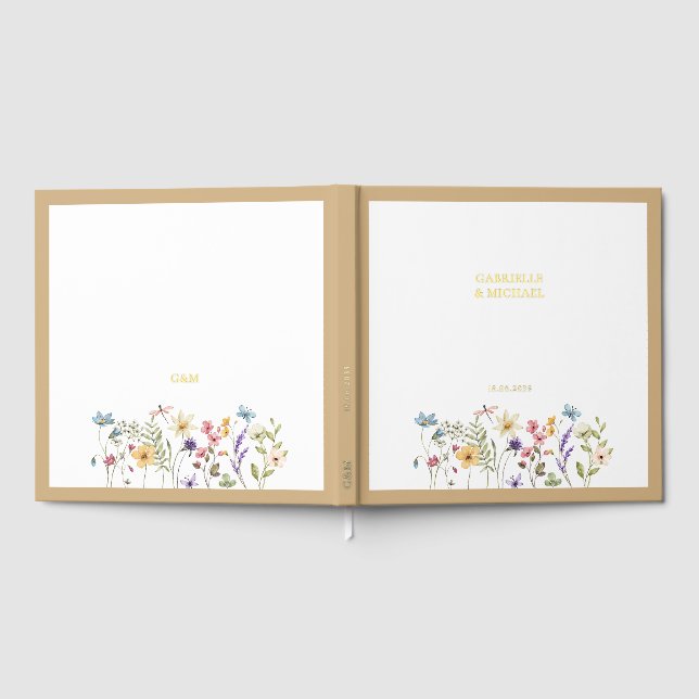 Livre D'or Pastel Fleur sauvage Mariage beige frontière (Complet)