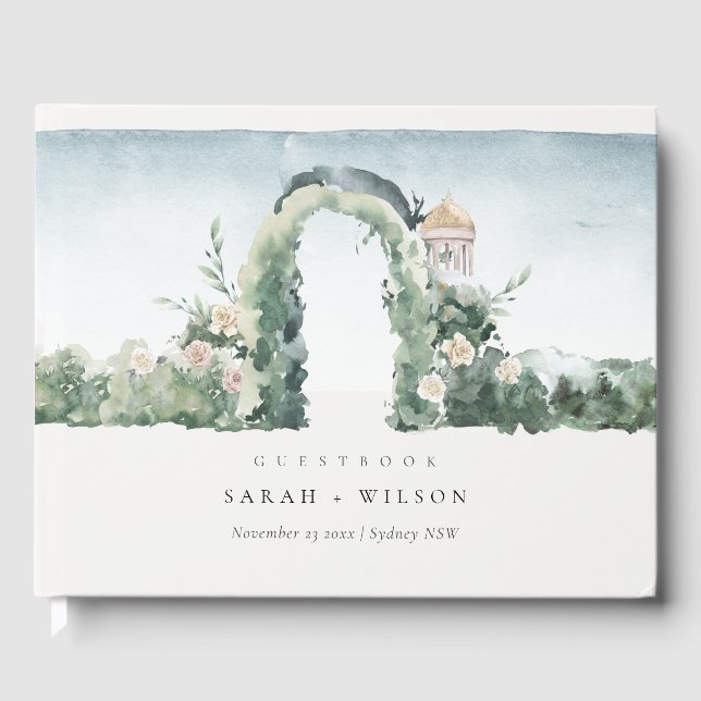 Livre D'or Pastel Floral Green Garden Arch Mariage botanique (Recto)