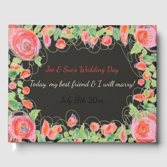 Livre D'or Pastel Floral Noir (Recto)