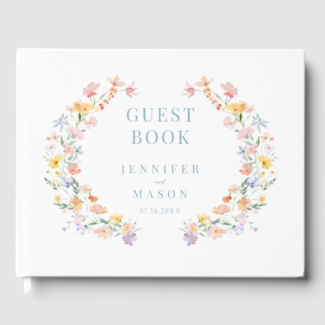 Livre D'or Pastel Meadow Wildflower Gift Wedding Guest Book (Recto)