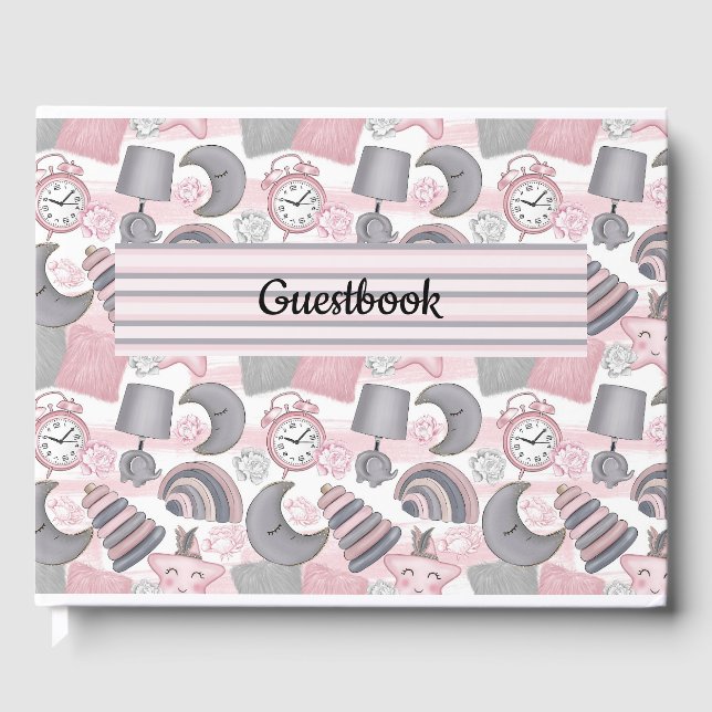 LIVRE D'OR PASTEL ROSE GRAY BLANC BÉBÉ OBJETS DE FILLE (Recto)