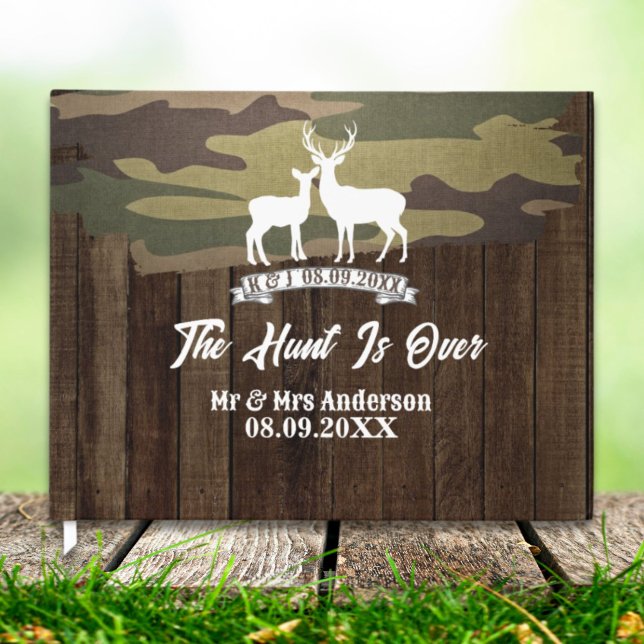 Livre D'or Pays Occidental Cerf La chasse est sur le Mariage (Western Country Deer The Hunt Is Over Wedding Guest Book)