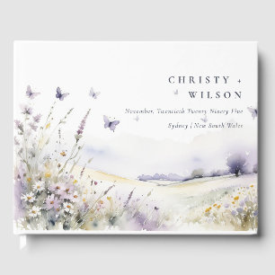 Livre D'or Paysage de mariage champ de papillons de fleurs sa