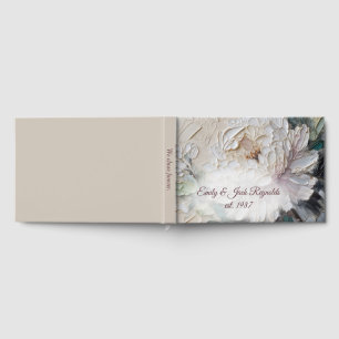 Livre D'or Peinture Abstraite Impasto de Pivoine Blanche de M