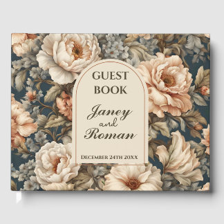 Livre D'or Peonies roses rustiques Mariage vintage