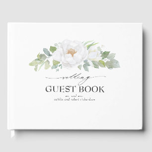Livre D'or Peony blanc Mariage de verdure Florale