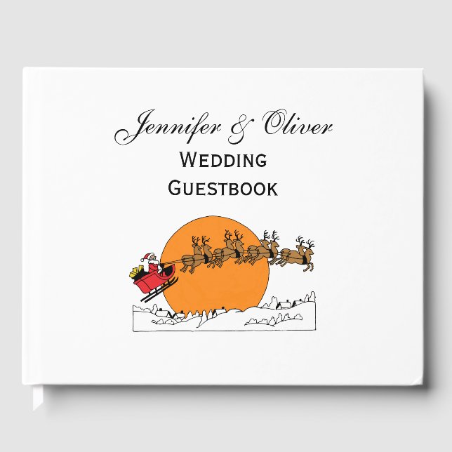 Livre D'or Père Noël Reindeer Sur La Neige Couverte Ville Lun (Recto)