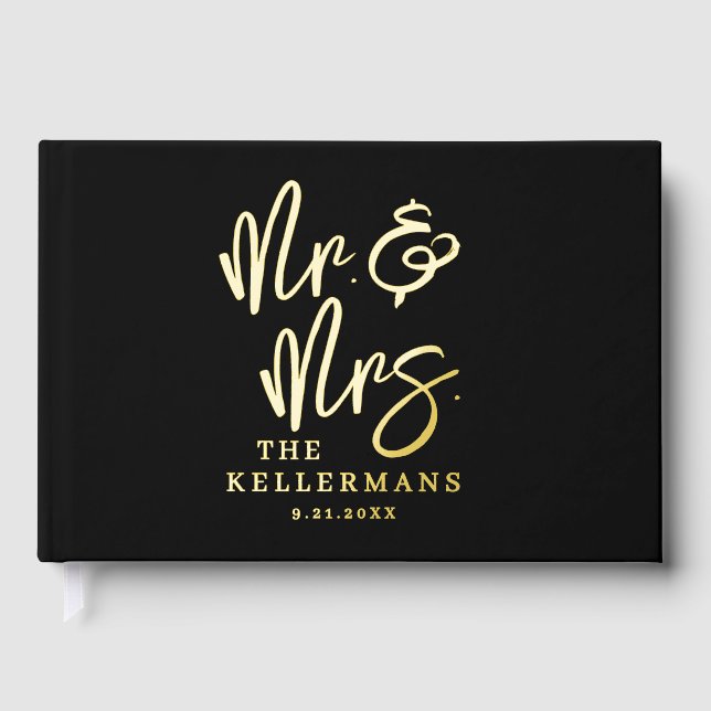 Livre D'or Personalized Black Wedding Gold (Recto)