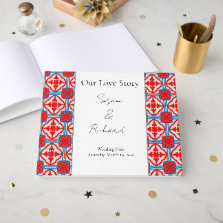 Livre D'or Personalized Geometric Red Wedding Guestbook