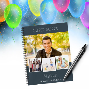 Livre d'or personnage d'anniversaire gris collage