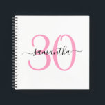 Livre d'or personnalisé Pink 30th Birthday<br><div class="desc">Carnet carré minimaliste rose 30 blanc qui peut être utilisé comme livre d'or pour son trentième anniversaire spécial. Avec une certaine personnalisation,  vous pourrez dégrouper les nombres pour correspondre à un autre anniversaire d'étape. Créez votre propre nom de fille et votre carnet d'anniversaire.</div>