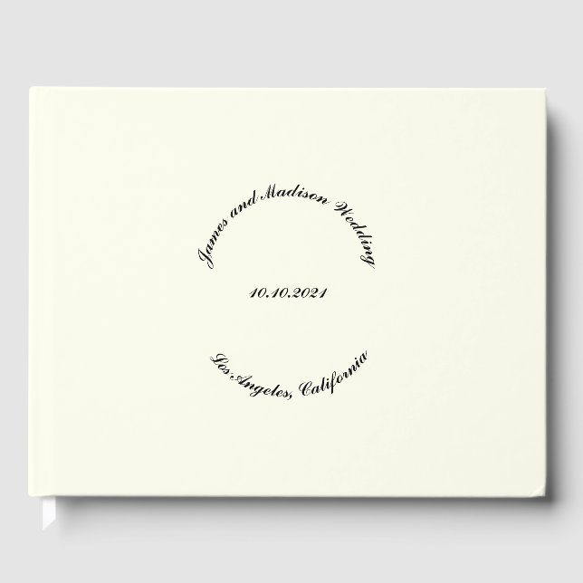 Livre D'or Personnaliser Nom, date, mariage Ivoire noir (Recto)