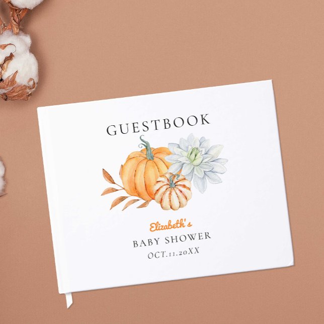 Livre D'or Petit Baby shower Citrouille Élégant Simple Modern (Créateur téléchargé)