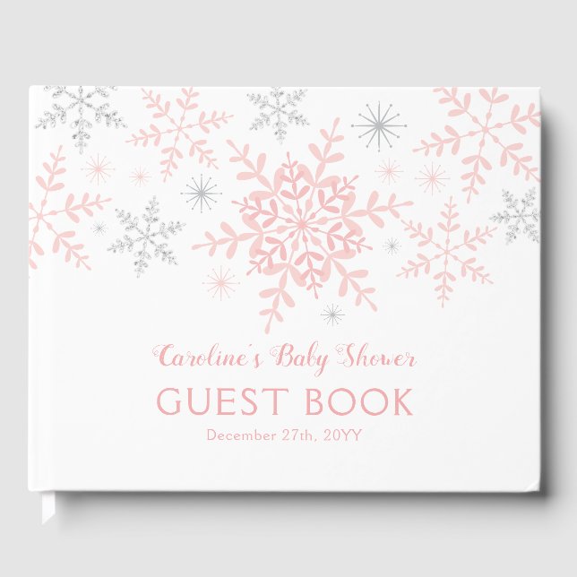 Livre D'or Petit Baby shower Fille Flamme de Neige en Argent  (Recto)